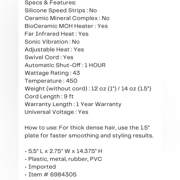 New in box Bio Ionic GoldPro Flat Iron 1.25” - Picture 4 of 4